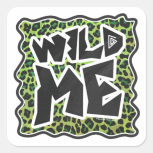 Leopard Black and Green Print Square Sticker