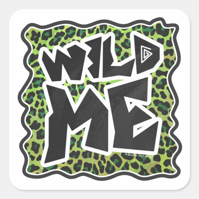Leopard Black and Green Print Square Sticker (Front)