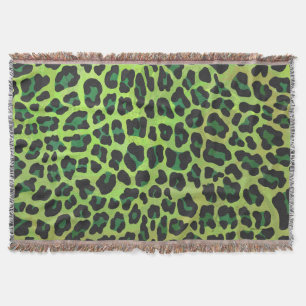 Leopard Black and Green Print Throw Blanket