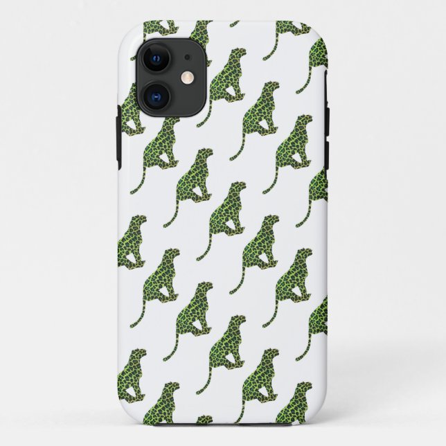 Leopard Black and Green Silhouette Case-Mate iPhone Case (Back)