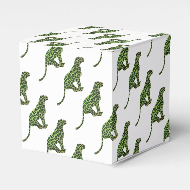 Leopard Black and Green Silhouette Favour Box (Front Side)
