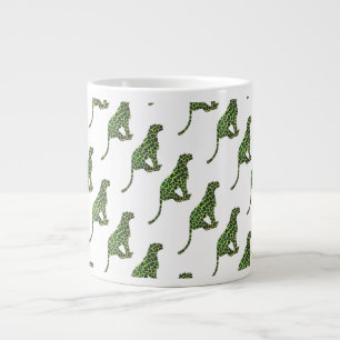 Leopard Black and Green Silhouette Large Coffee Mug