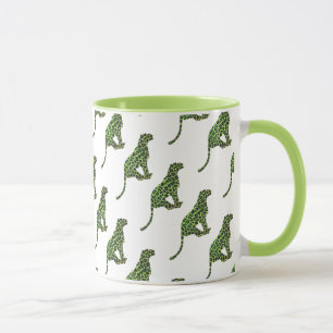 Leopard Black and Green Silhouette Mug