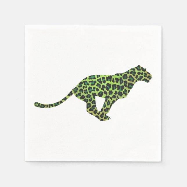 Leopard Black and Green Silhouette Napkin (Front)