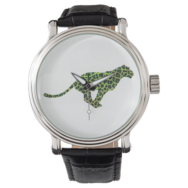Leopard Black and Green Silhouette Watch (Front)