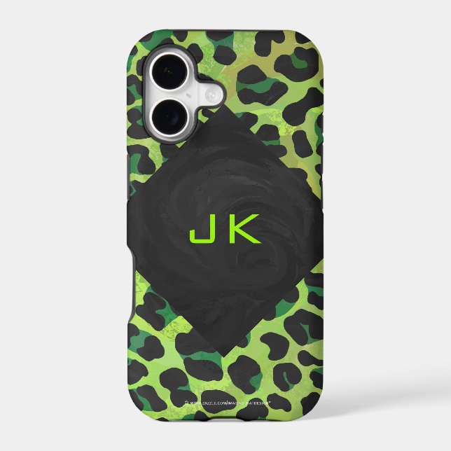 Leopard Black and Green with Monogram (Back)