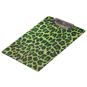 Leopard Black and Green with Monogram Clipboard