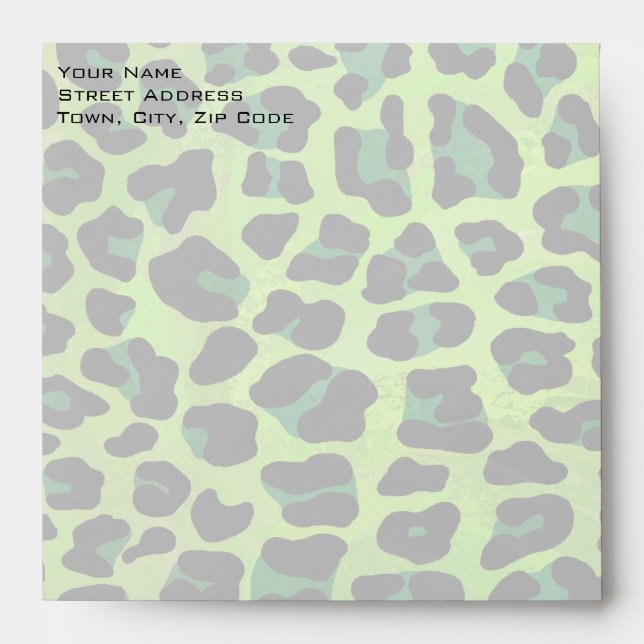 Leopard Black and Green with Monogram Envelopes (Front)