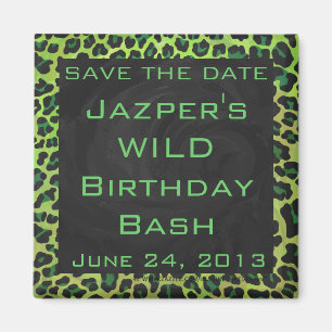 Leopard Black and Green with Monogram Magnet