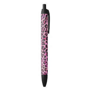 Leopard Black and Hot Pink Print Black Ink Pen