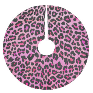 Leopard Black and Hot Pink Print Brushed Polyester Tree Skirt