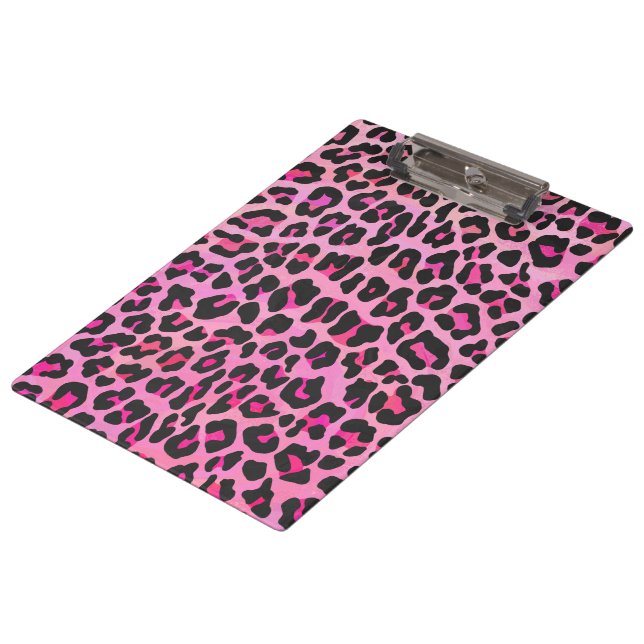 Leopard Black and Hot Pink Print Clipboard (Angled)