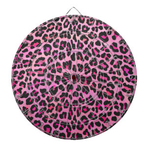 Leopard Black and Hot Pink Print Dartboard