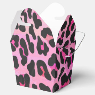 Leopard Black and Hot Pink Print Favour Box