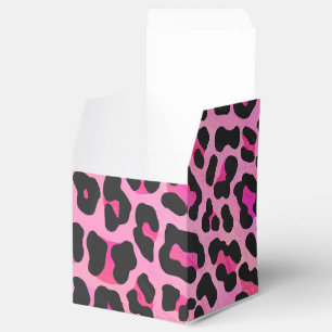 Leopard Black and Hot Pink Print Favour Box