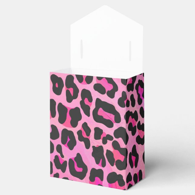 Leopard Black and Hot Pink Print Favour Box (Opened)