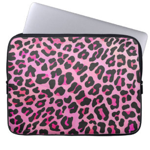 Leopard Black and Hot Pink Print Laptop Sleeve