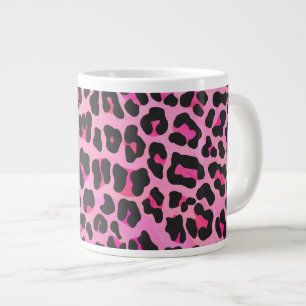 Leopard Black and Hot Pink Print Large Coffee Mug
