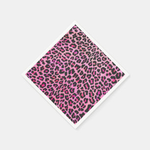 Leopard Black and Hot Pink Print Napkin