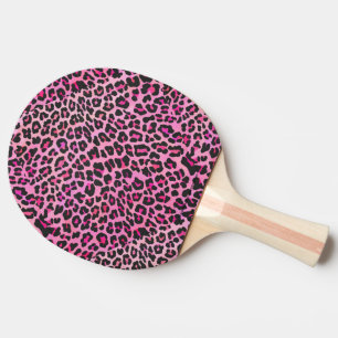 Leopard Black and Hot Pink Print Ping Pong Paddle