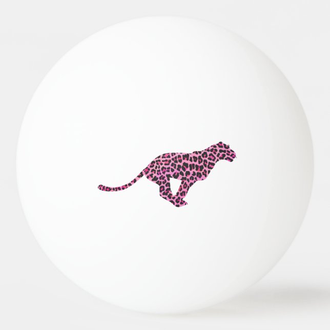 Leopard Black and Hot Pink Print Siloette Ping Pong Ball (Front)