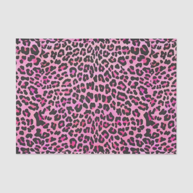 Leopard Black and Hot Pink Print Tissue Paper (Front)