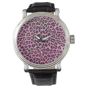 Leopard Black and Hot Pink Print Watch