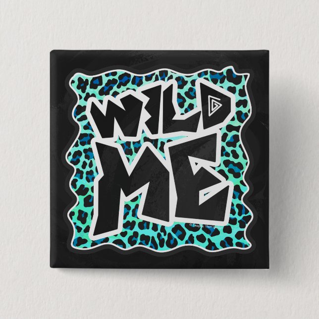 Leopard Black and Teal Print 15 Cm Square Badge (Front)