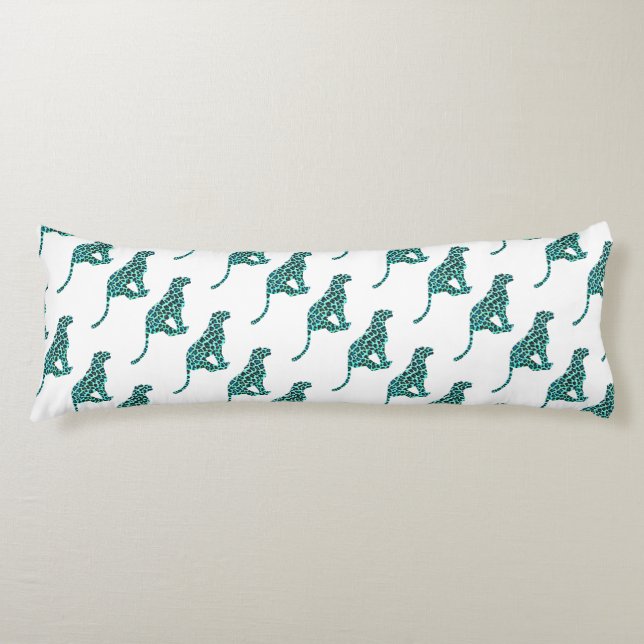 Leopard Black and Teal Print Body Cushion (Front)