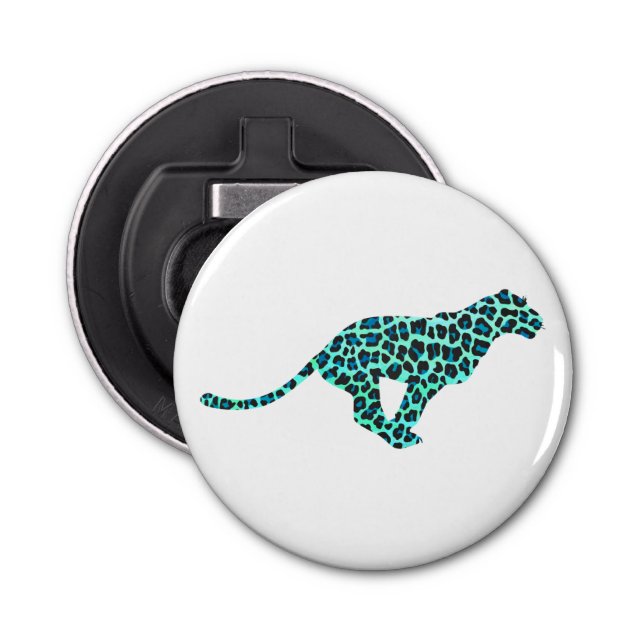 Leopard Black and Teal Print Bottle Opener (Front)