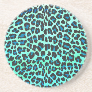 Leopard Black and Teal Print Coaster