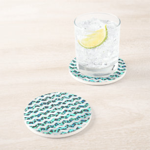 Leopard Black and Teal Print Coaster