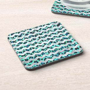 Leopard Black and Teal Print Coaster