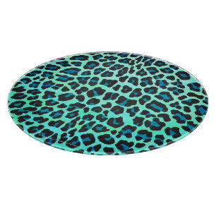 Leopard Black and Teal Print Cutting Board