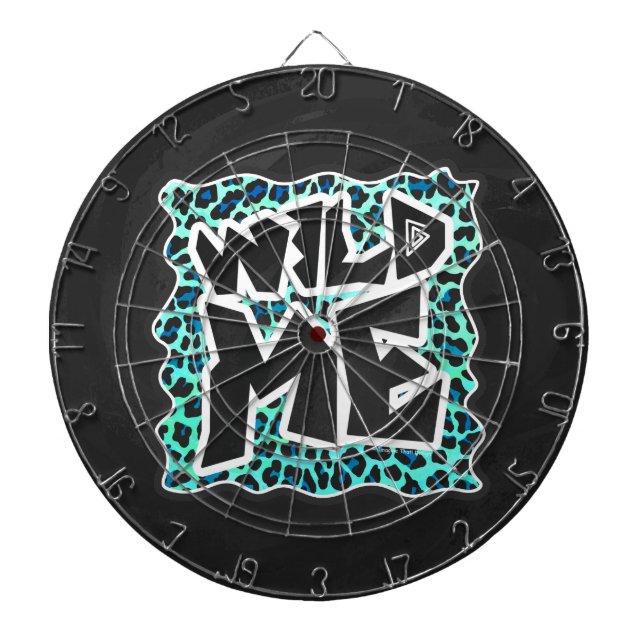 Leopard Black and Teal Print Dartboard (Front)