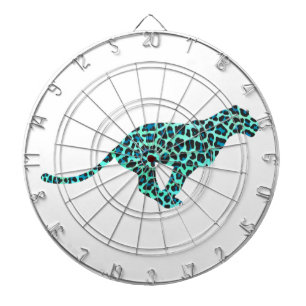 Leopard Black and Teal Print Dartboard