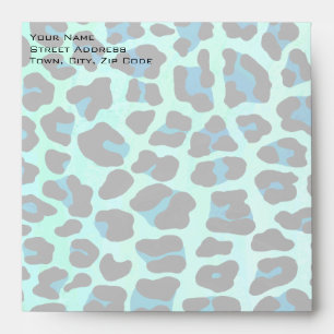 Leopard Black and Teal Print Envelopes