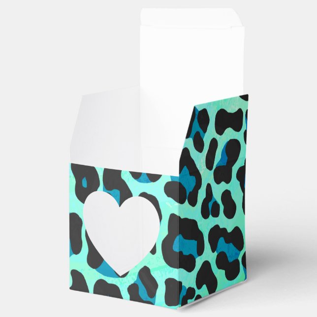Leopard Black and Teal Print Favour Box (Opened)