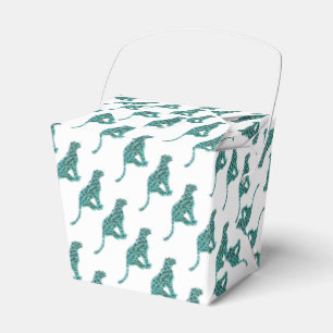 Leopard Black and Teal Print Favour Box