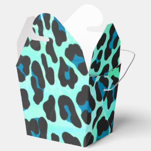 Leopard Black and Teal Print Favour Box