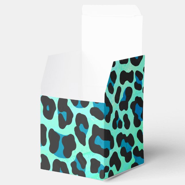 Leopard Black and Teal Print Favour Box (Opened)