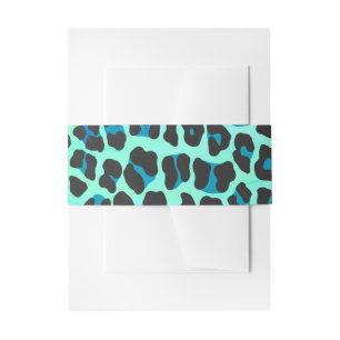 Leopard Black and Teal Print Invitation Belly Band
