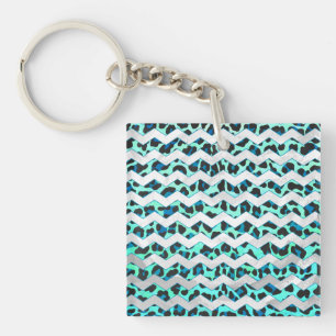 Leopard Black and Teal Print Key Ring