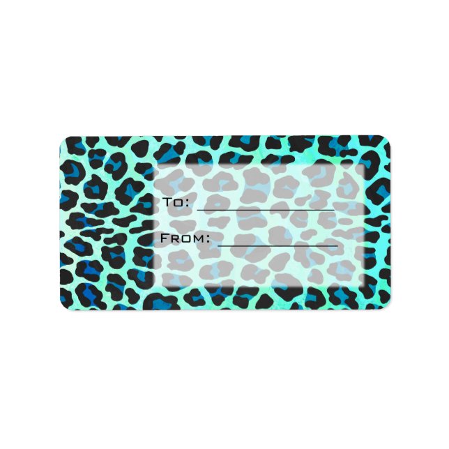 Leopard Black and Teal Print Label (Front)