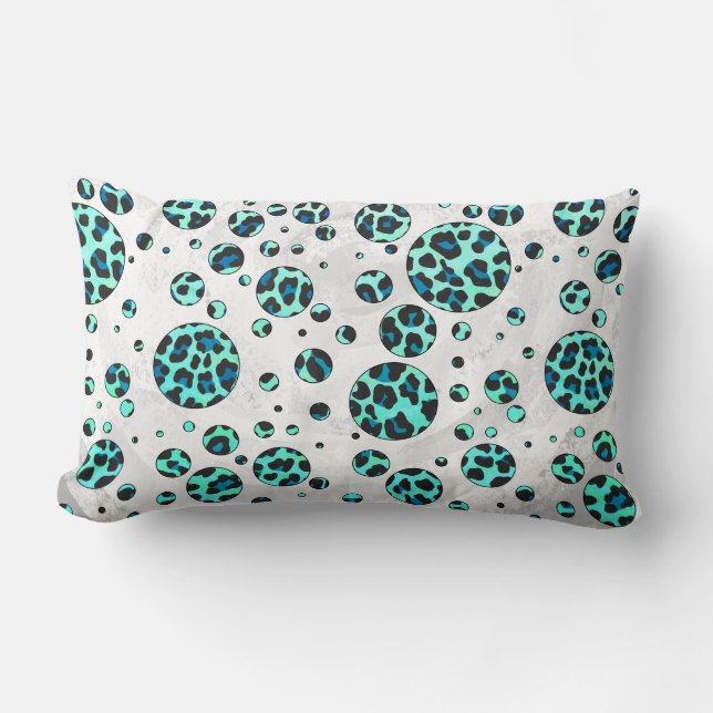 Leopard Black and Teal Print Lumbar Cushion (Front)