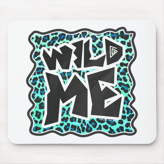 Leopard Black and Teal Print Mouse Mat (Front)