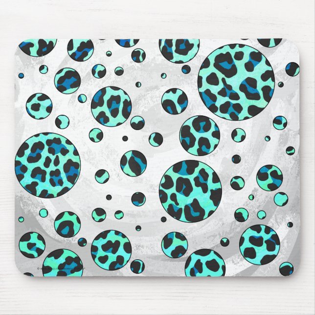 Leopard Black and Teal Print Mouse Mat (Front)
