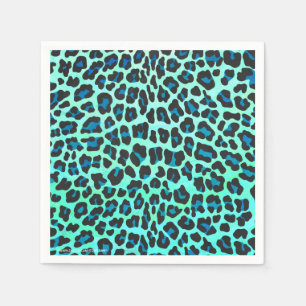 Leopard Black and Teal Print Napkin
