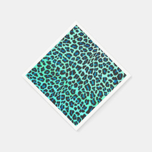 Leopard Black and Teal Print Napkin