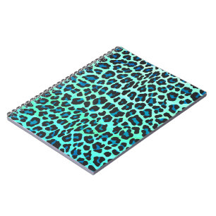 Leopard Black and Teal Print Notebook